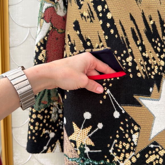 Zara Atelier Collection Jacquard Zodiac Signs and Faux Fur Collar Car Coat - Picture 6 of 11